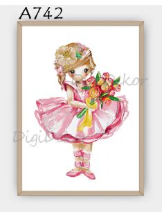 Balerina virágcsokorral, kislány szobadekor