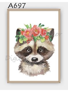 Mosómedve koszorúval, falikép