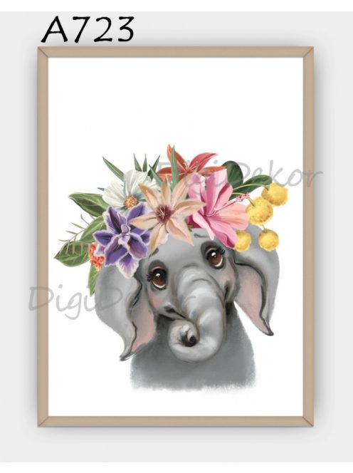 Elefánt virágkoszorúval