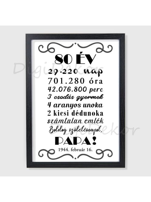 Fekete-fehér szülinapi tábla férfiaknak 1