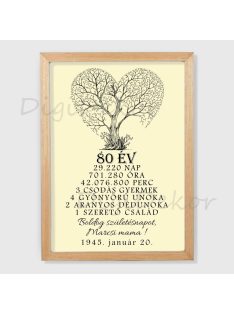 Krémszínű születésnapi kép életfával 