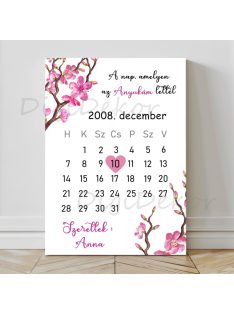 Tavaszi, virágzó ágakkal díszített, naptáras falikép