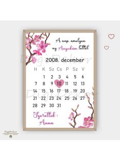 Tavaszi, virágzó ágakkal díszített, naptáras falikép