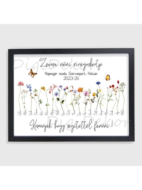 Búcsúajándék óvónőnek, tanítónak, fekete keretes