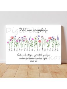 Ballagási tábla nevekkel, virágokkal, táblakép