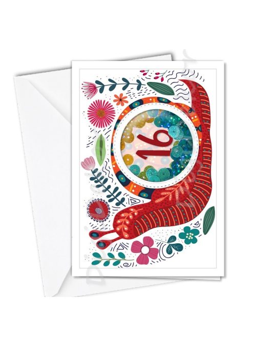 Virágos csigás születésnapi képeslap 