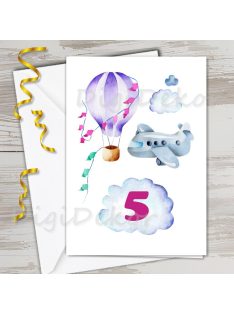 Repülős léghajós szülinapi képeslap kisfiúnak