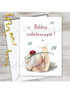 Csigás, katicás szülinapi képeslap 