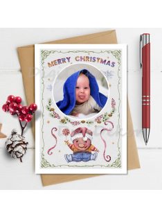 Cuki, malacos karácsonyi képeslap fényképpel