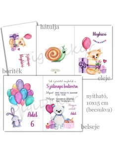 Cuki állatos meghívó szülinapra 