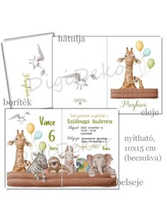 Fiús szülinapi meghívó vicces állatokkal