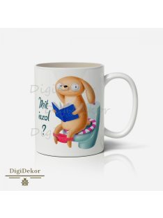 Nyuszi ül a vécén, vicces bögre