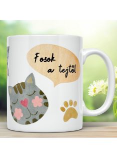 Bájos cicás "Fosok a tejtől" bögre