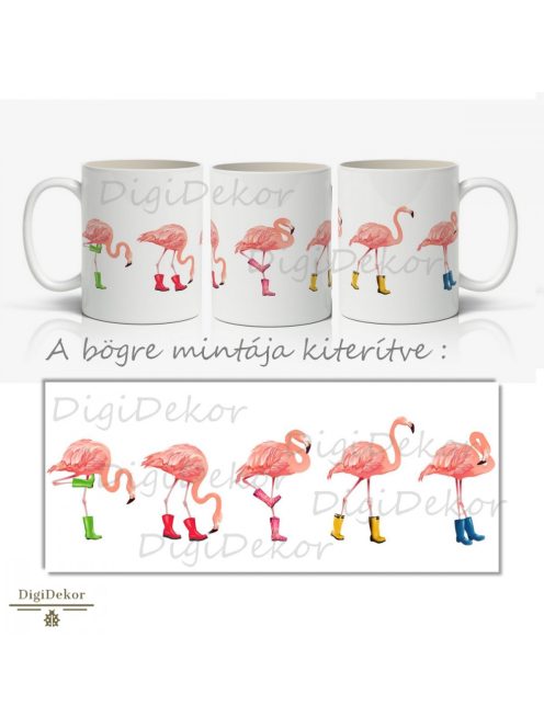 Flamingók gumicsizmában, vicces bögre