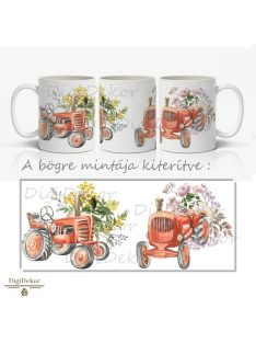 Virágokkal díszített, traktoros bögre 2