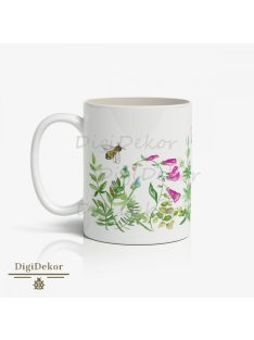 Réti növényes, méhecskés bögre