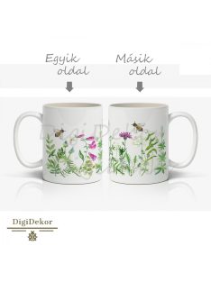 Réti növényes, méhecskés bögre