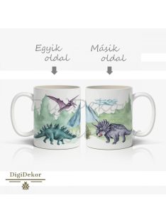 Tájképes, dínós bögre