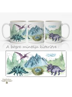Tájképes, dínós bögre