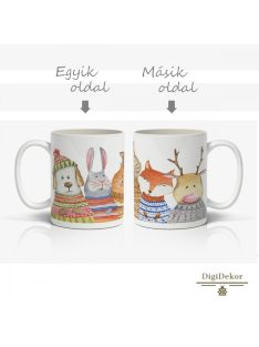 Állatok pulcsiban - téli bögre
