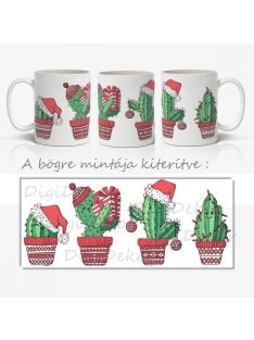 Mikulássapkás kaktuszok - vicces karácsonyi bögre